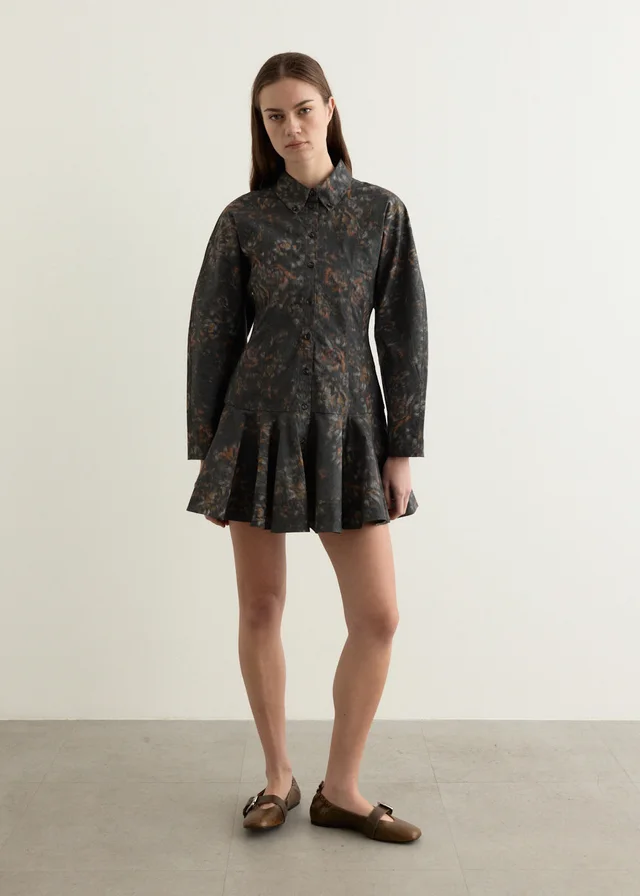 Ganni Printed Stretch Cotton Buttoned Mini Dress from Incu, photo 1 of 1