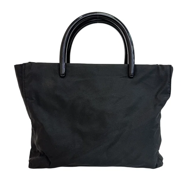 Prada Plastic Handle Hand Triangle Logo Tote Bag in Nylon from The Reluxe