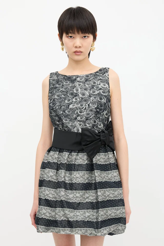 REDValentino Brocade Bubble Hem Dress in Satin from VSP Consignment