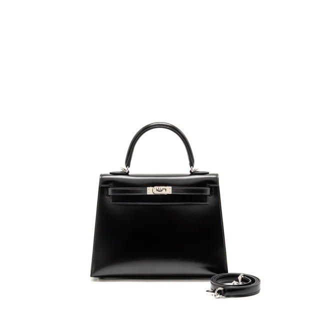 Hermès kelly 25 box black SHW stamp Z in Black Box leather from EMIER