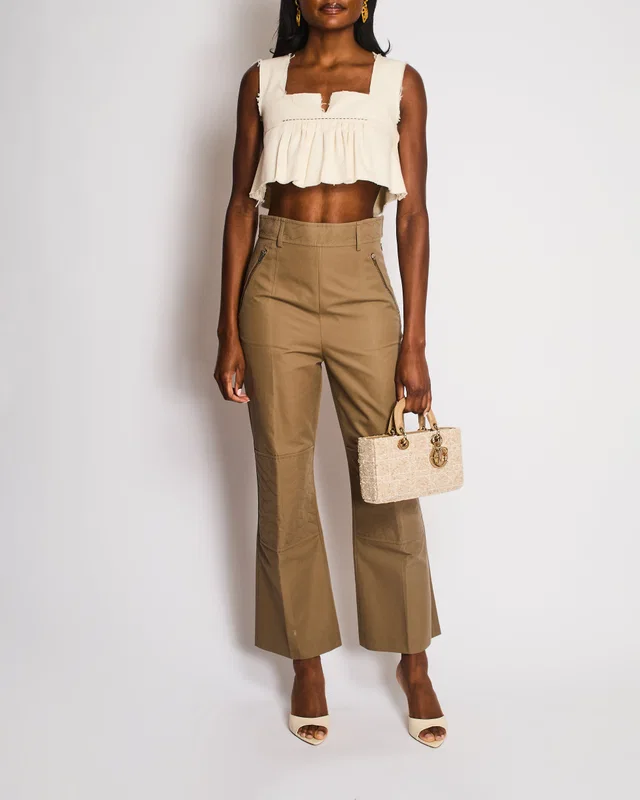 Hermès Khaki Straight Leg Riding Trousers Size FR 38 (UK 10) in Green from Sellier