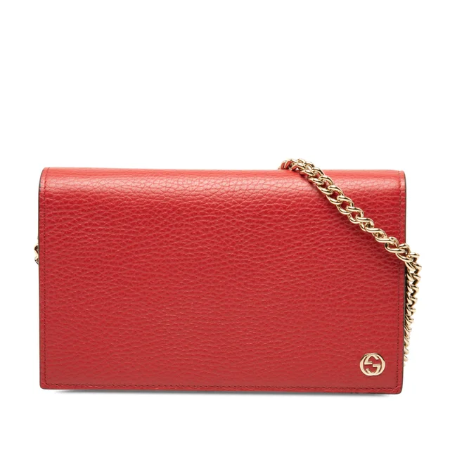 Red Gucci Calfskin Betty Wallet On Chain Crossbody Bag in Red Calfskin from Designer Revival