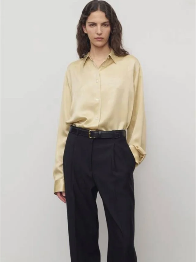 The Row Takara Shirt in gold Satin from Poshmark