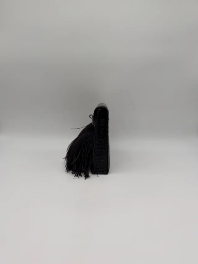 Hermès Kelly Elan Foile Black Matte Porosus Palladium Hardware in Black from Luxury Promise, photo 8 of 11