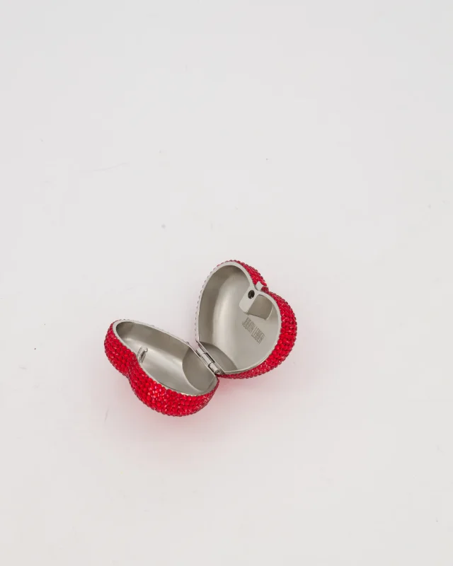Judith Leiber Red Mini Heart Diamante Pill Box in Red from Sellier, photo 3 of 8