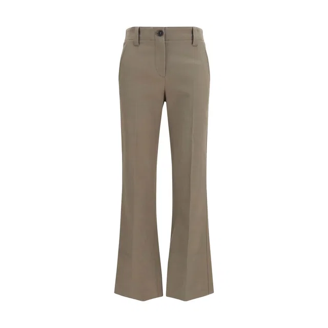 Brunello Cucinelli Brown Cotton Flared Pants in Brown from HEWI