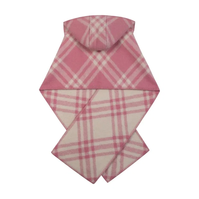 Burberry Mu Tbar Check Hooded Scarf — Pink Wool Scarfs in Pink Wool from HEWI