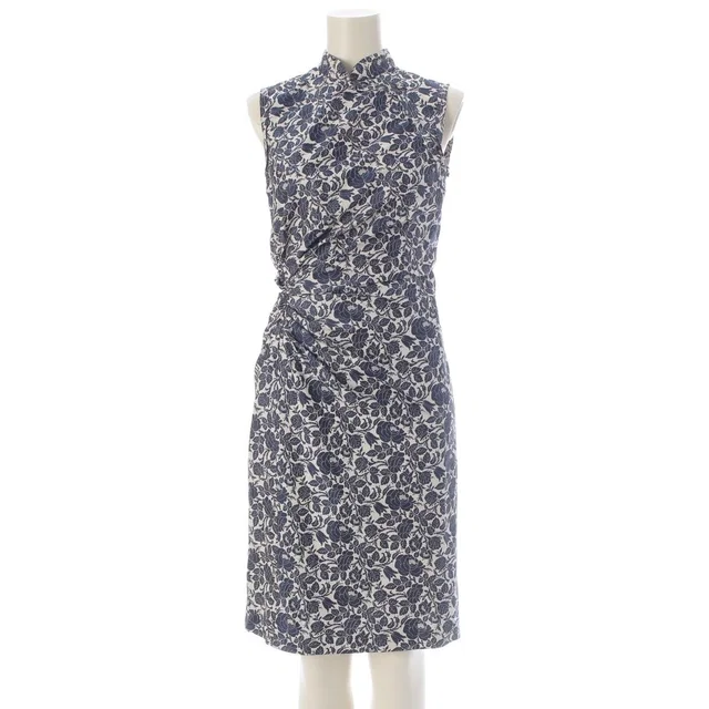 Prada Sleeveless Gathered Design China Rose Floral Pattern Dress Archive in Pink Silk from The Reluxe