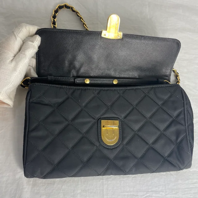 Prada Pushlock Chain Flapbag in Tessuto, Tessuto Quilted from Reowned, photo 7 of 10