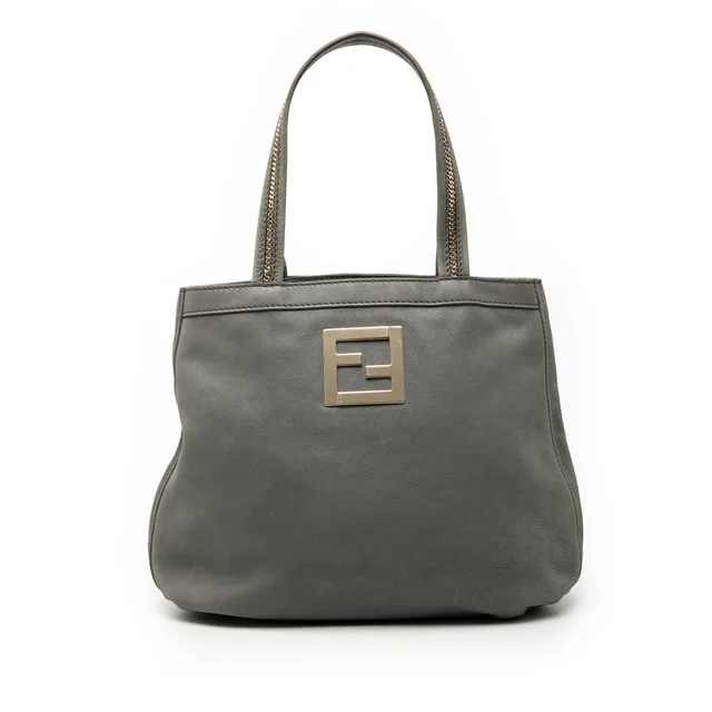 Gray Fendi Nubuck FF Chains Tote in Grey Suede from Designer Revival