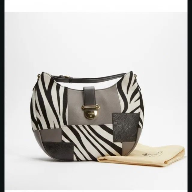Etro Pony Hair Zebra Print Leather Patchwork Bag in brown|white|red Leather from Poshmark