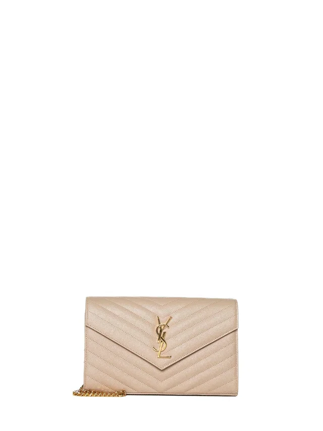 Saint Laurent Quilted Calfskin Clutch — Beige in Beige Calfskin from HEWI