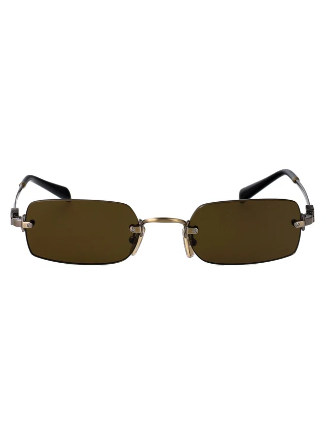 Miu Miu 0mu Old Gold Metal Rectangle Sunglasses in Gold from HEWI
