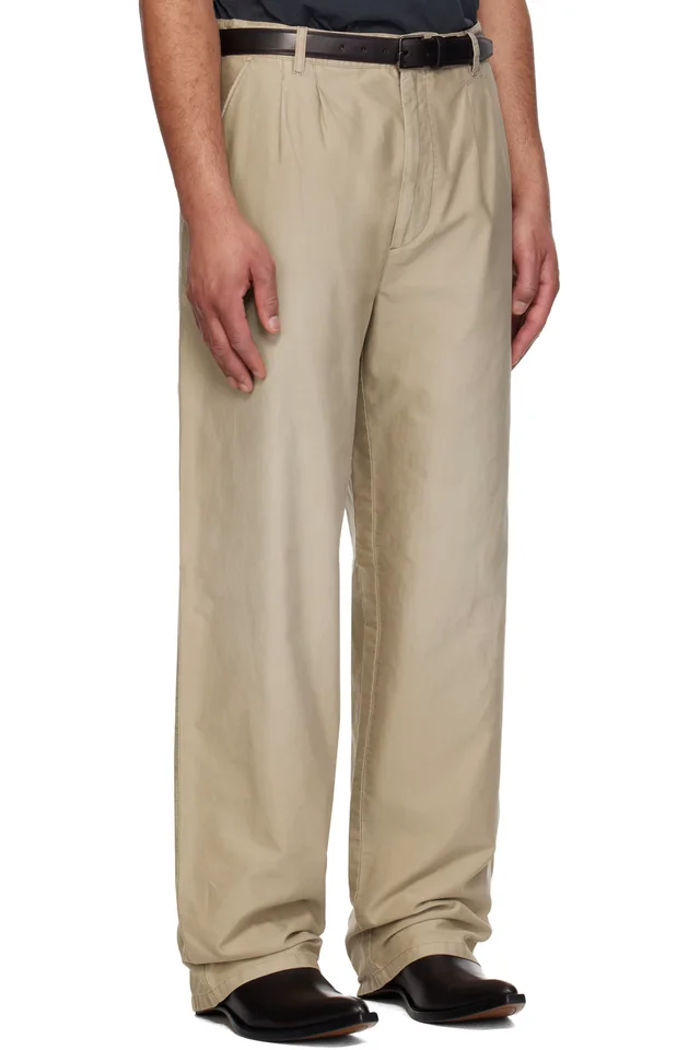Maison Margiela Beige Unbrushed Moleskin Trousers, photo 2 of 5 from SSENSE