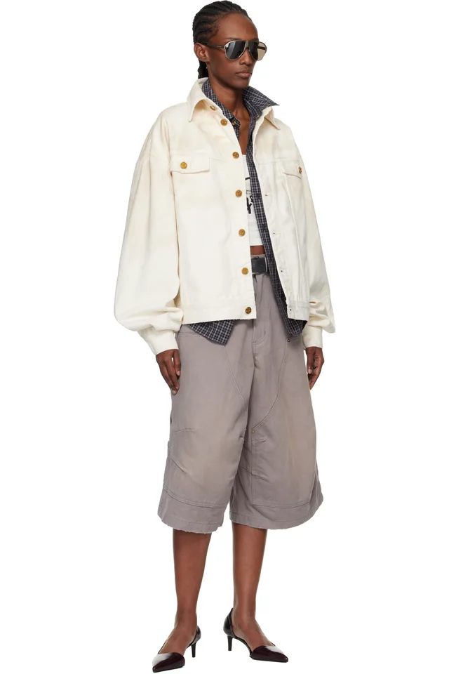 WILLY CHAVARRIA Off-White Chachi Denim Trucker Jacket, photo 4 of 4 from SSENSE