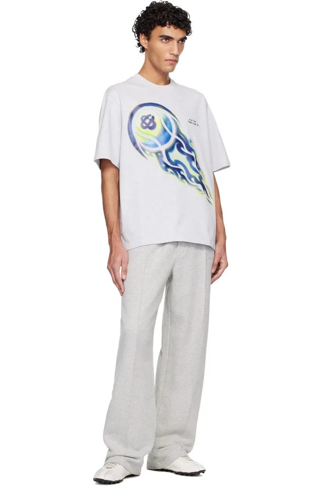 Casablanca Gray Flaming Tennis Ball Oversized Short Sleeve T‑shirt, photo 4 of 4 from SSENSE