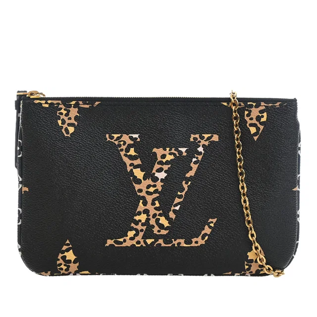 Black Louis Vuitton Monogram Giant Jungle Double Zip Pochette Crossbody Bag in Black Coated canvas from Designer Revival