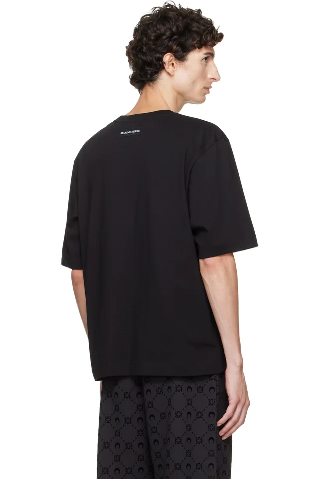 Marine Serre Black Moon Logo Jersey Loose Fit T-shirt, photo 3 of 4 from SSENSE