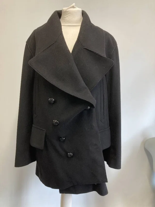 Burberry Double breasted wool coat Black Size: 10 in Black Wool from Oxfam Online Shop