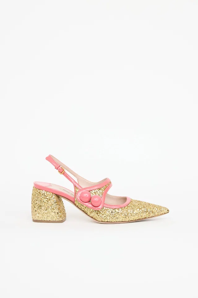 Miu Miu Glitter Mary Jane Slingback Pump in Patent leather from VSP Consignment