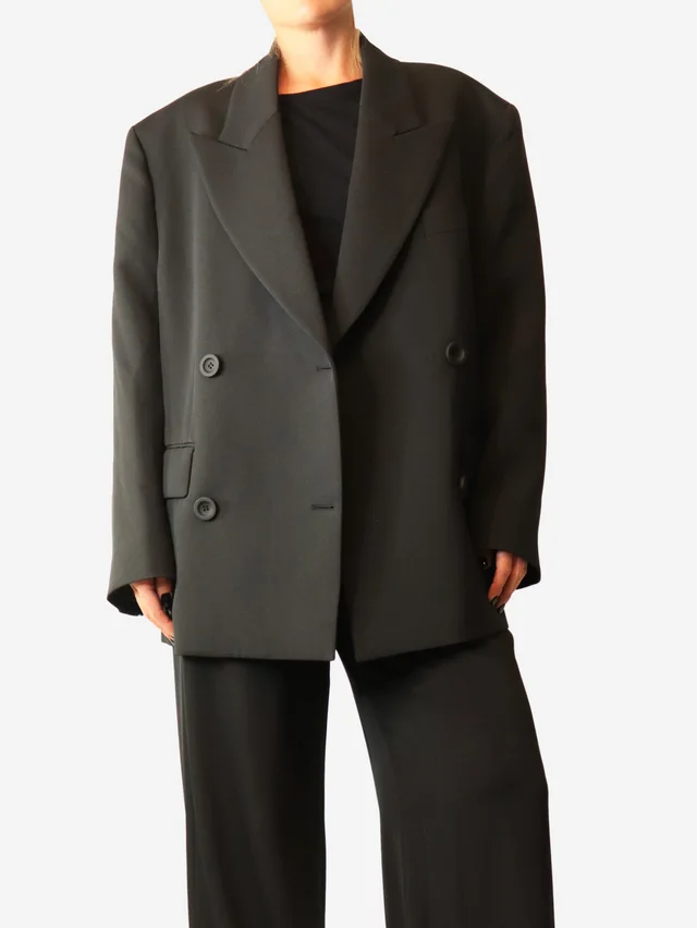 Acne Studios Black oversized double-breasted blazer - size UK 6 from Sign of the Times