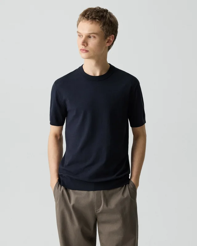 Theory Soris Tee in Light Bilen in DARK ECLIPSE 62% Viscose, 38% Polyester; Exclusive Of Elastic, photo 9 of 12 from Theory