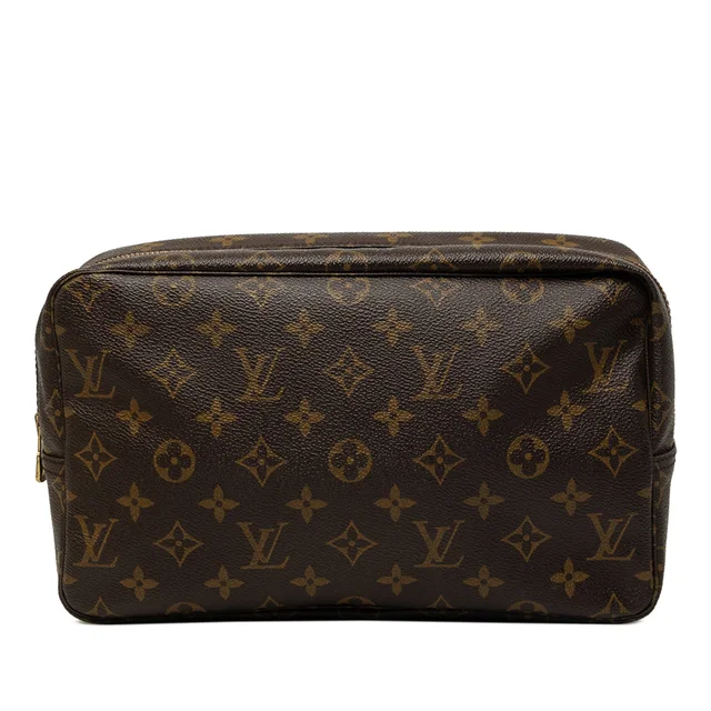 Brown Louis Vuitton Monogram Trousse Toilette 28 Clutch Bag in Brown Coated canvas from Designer Revival