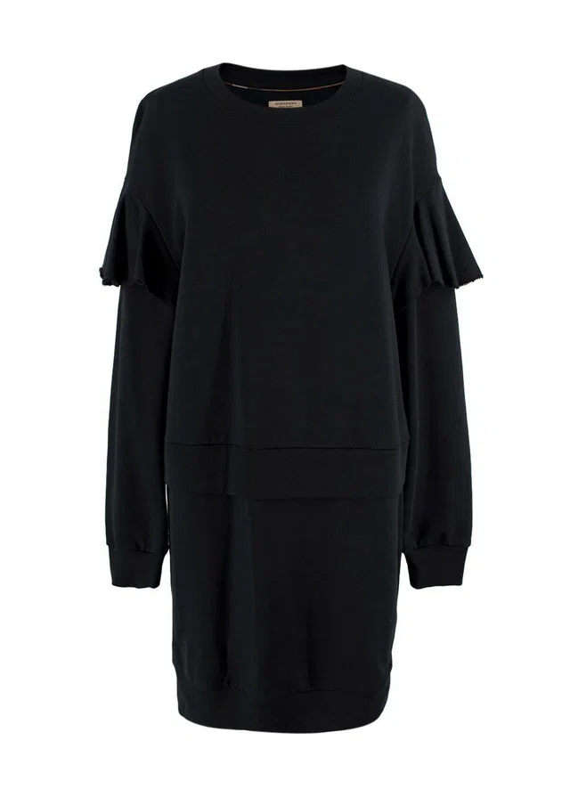 Burberry Black Ruffled Layered Sweatshirt Dress in Black from HEWI