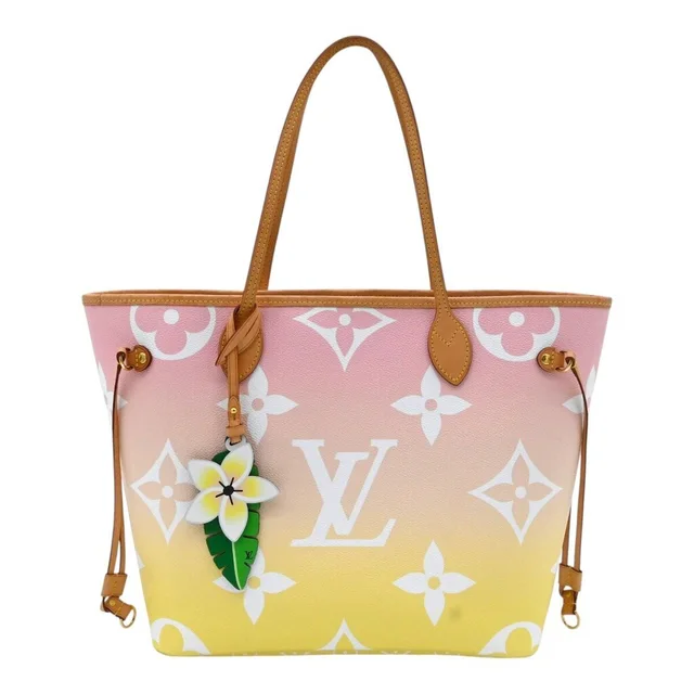 Louis Vuitton Monogram By The Pool Neverfull MM Flower Charm Tote Bag in Leather from Clotheshorse Anonymous