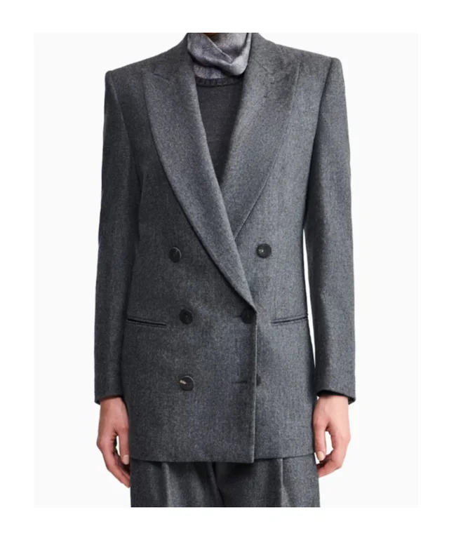 Giorgio Armani Double-breasted jacket in virgin wool flannel and cashmere, photo 3 of 3 from SENSER