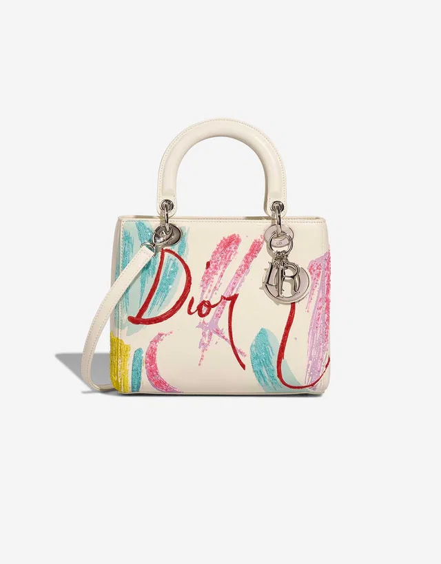 Dior Lady Medium Calf / Sequins White / Multicolour in Multicolour, White Lambskin from SACLÀB