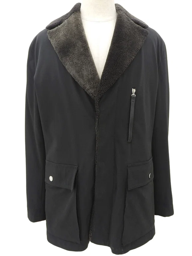 Loewe Boa Lining Logo Button Jacket #50 Black in Black from VINTAGE QOO TOKYO