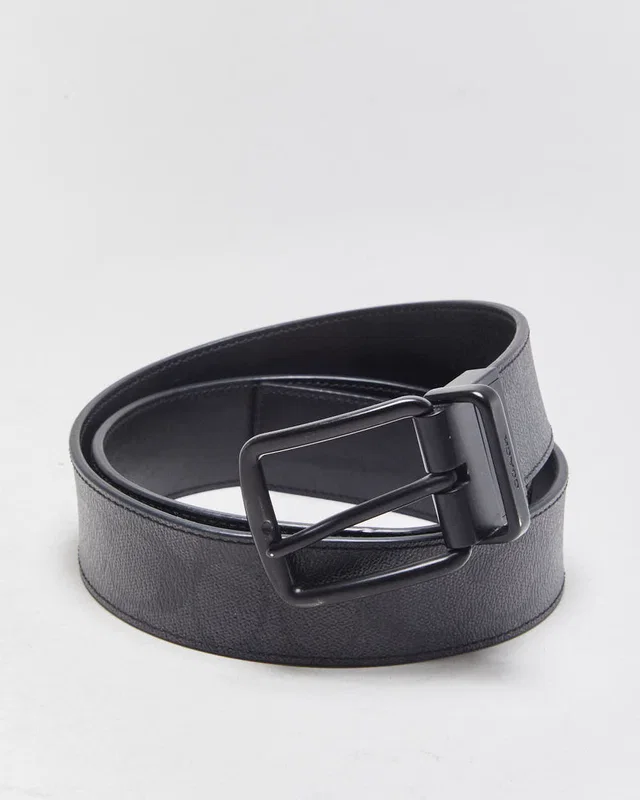 Coach Black Grey Canvas Leather Signature C Monogram Reversible Matte Buckle Belt - W36-W40 in Black Canvas from Rokit Vintage
