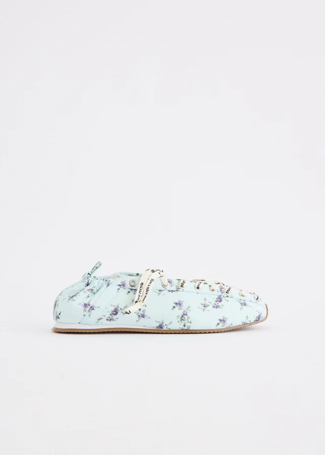Ganni Lace Up Sporty Ballerina Nylon Printed in Blue from Incu, photo 1 of 1