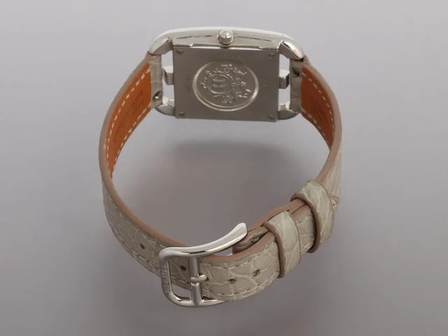 Hermès Small Stainless Steel Diamond Cape Cod Watch 31mm in Crocodile from Ann's Fabulous Finds, photo 4 of 5