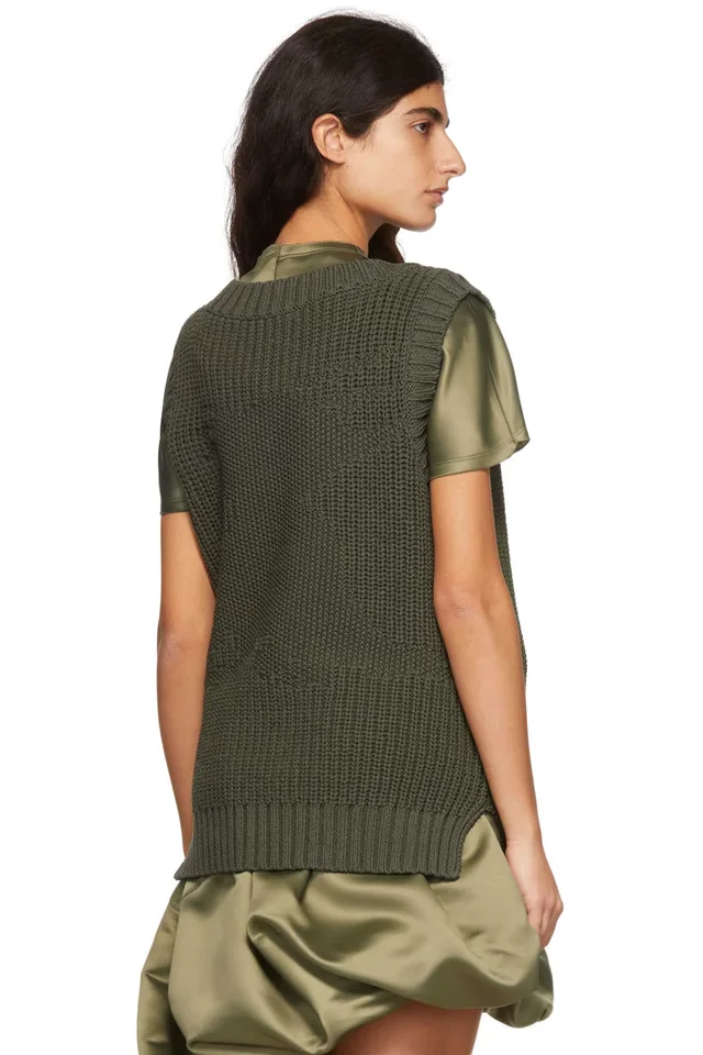 We11done Khaki Cotton Vest, photo 3 of 4 from SSENSE