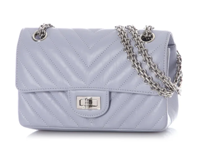 Chanel Mini Lilac Chevron-Quilted Aged Calfskin Reissue in Purple Calfskin from Ann's Fabulous Finds, photo 3 of 10