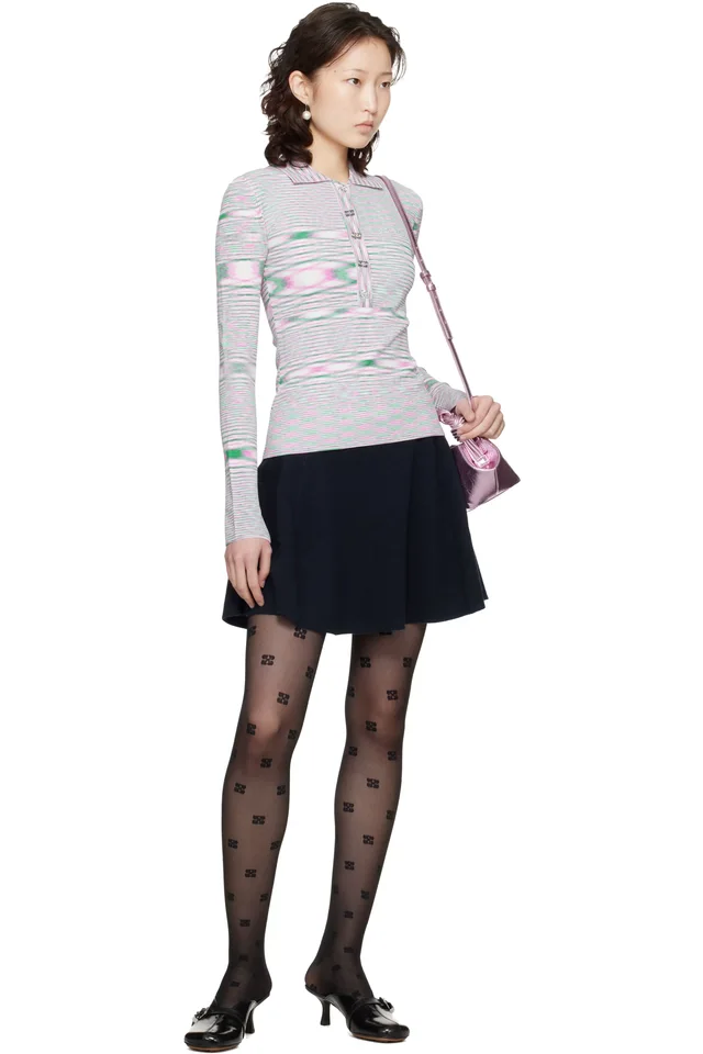 GANNI Pink & Green Spacedyed Knit Polo, photo 4 of 4 from SSENSE