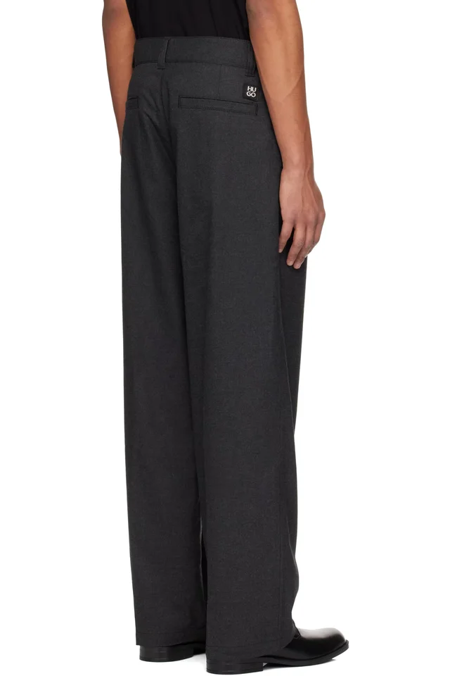 Hugo Gray Flannel Trousers, photo 3 of 4 from SSENSE