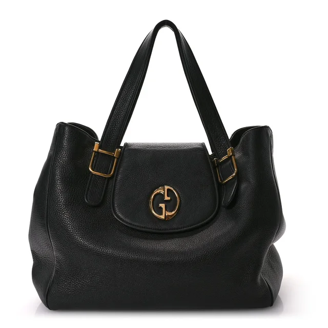 Gucci 1973 Tote Pebbled Calfskin Leather Bag - Black in Black Calfskin from H&T