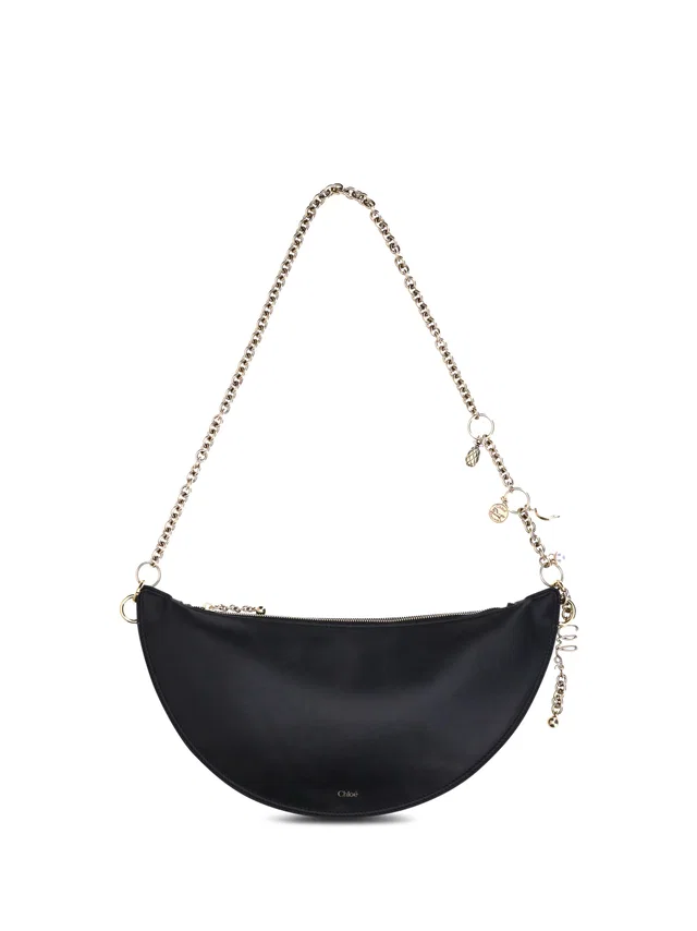 Chloé Icons Shoulder Bag — Black Calf Leather Bos Taurus in Black Calfskin from HEWI