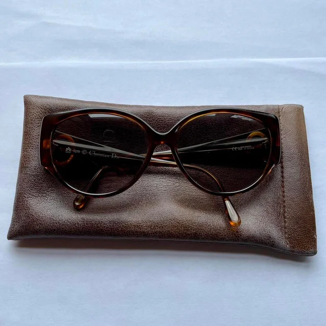Dior Women's Sunglasses - Brown in brown|red from Depop, photo 1 of 1
