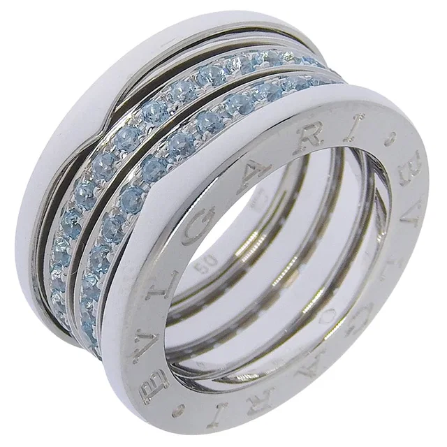 Bvlgari B-Zero1 Au750 White Gold Blue Topaz Ring Size 9.5 in White from LuxUness