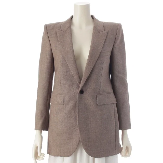 Saint Laurent Wool Peak Lapel Single Tailored Jacket Brown 34 in Brown Wool from The Reluxe