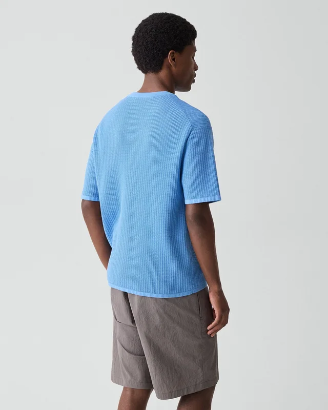 Theory Mesh Tee in Cotton in CRISP BLUE 100% Cotton; Exclusive Of Elastic, photo 3 of 12 from Theory
