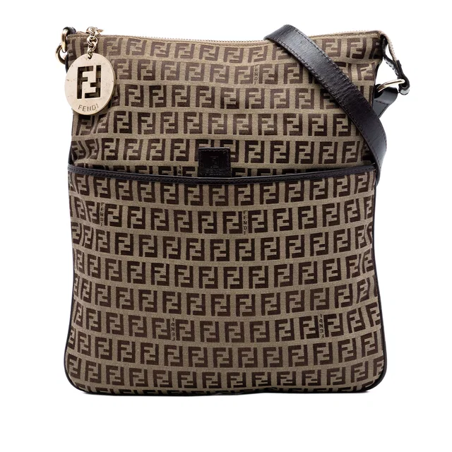 Beige Fendi Zucchino Canvas Crossbody in Beige Canvas from Designer Revival