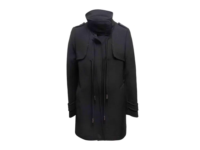 Black Dolce & Gabbana Virgin Wool Stand Collar Coat Size IT 40 in Black Wool from Designer Revival