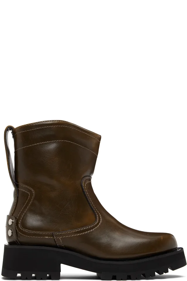 GANNI Khaki Low Oleatex Boots, image 1 of 1 from SSENSE