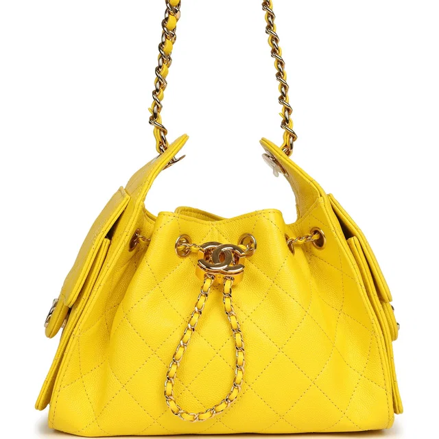 Chanel Mini 25 Hobo Bag Yellow Caviar Gold Hardware in Yellow Caviar leather from Madison Avenue Couture