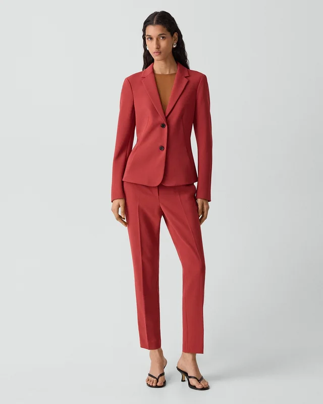 Theory Fitted Blazer in Admiral Crepe in CLARET, photo 12 of 12 from Theory